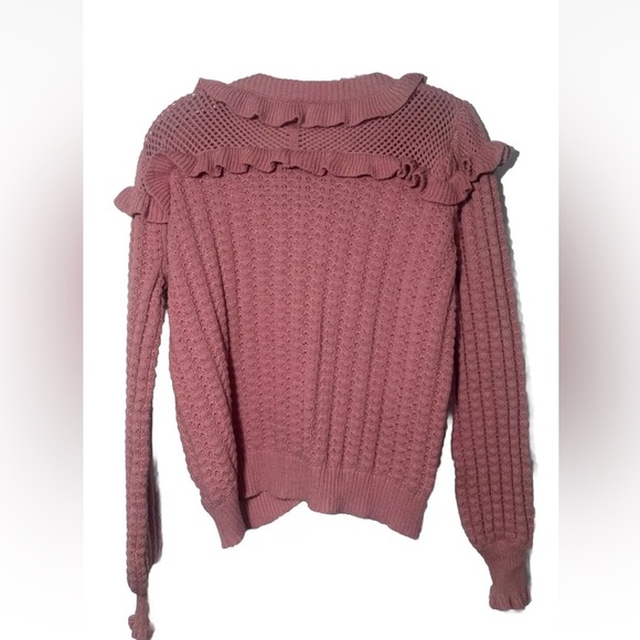 SOLD Umgee Women’s M Cardigan Knit Ruffles Dusty Pink Preppy Cute Girlhoodcore - Picture 3 of 10